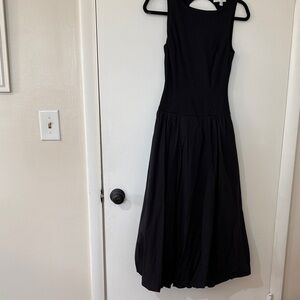 Elegant Black Midi Balloon/Bubble Dress